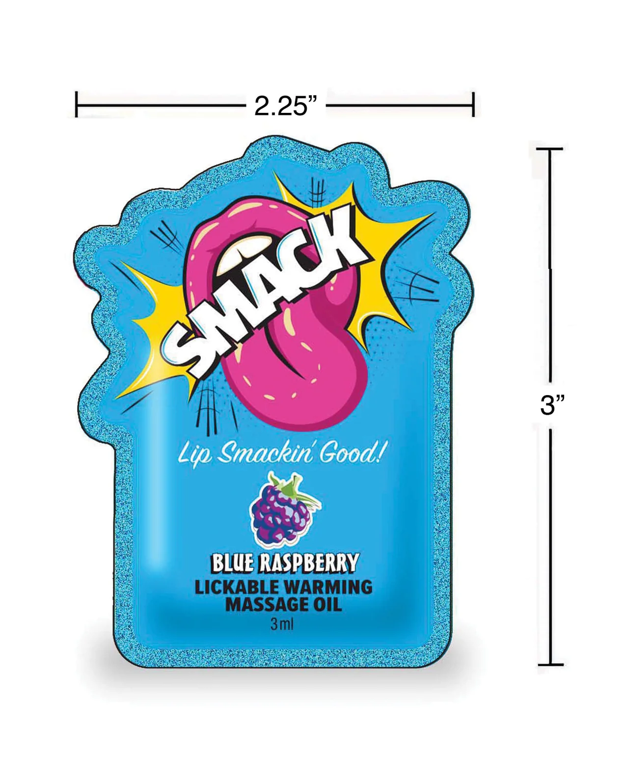 Smack Lickable Warming Massage Oil - Blue Raspberry 3 ml pouch - Image 2