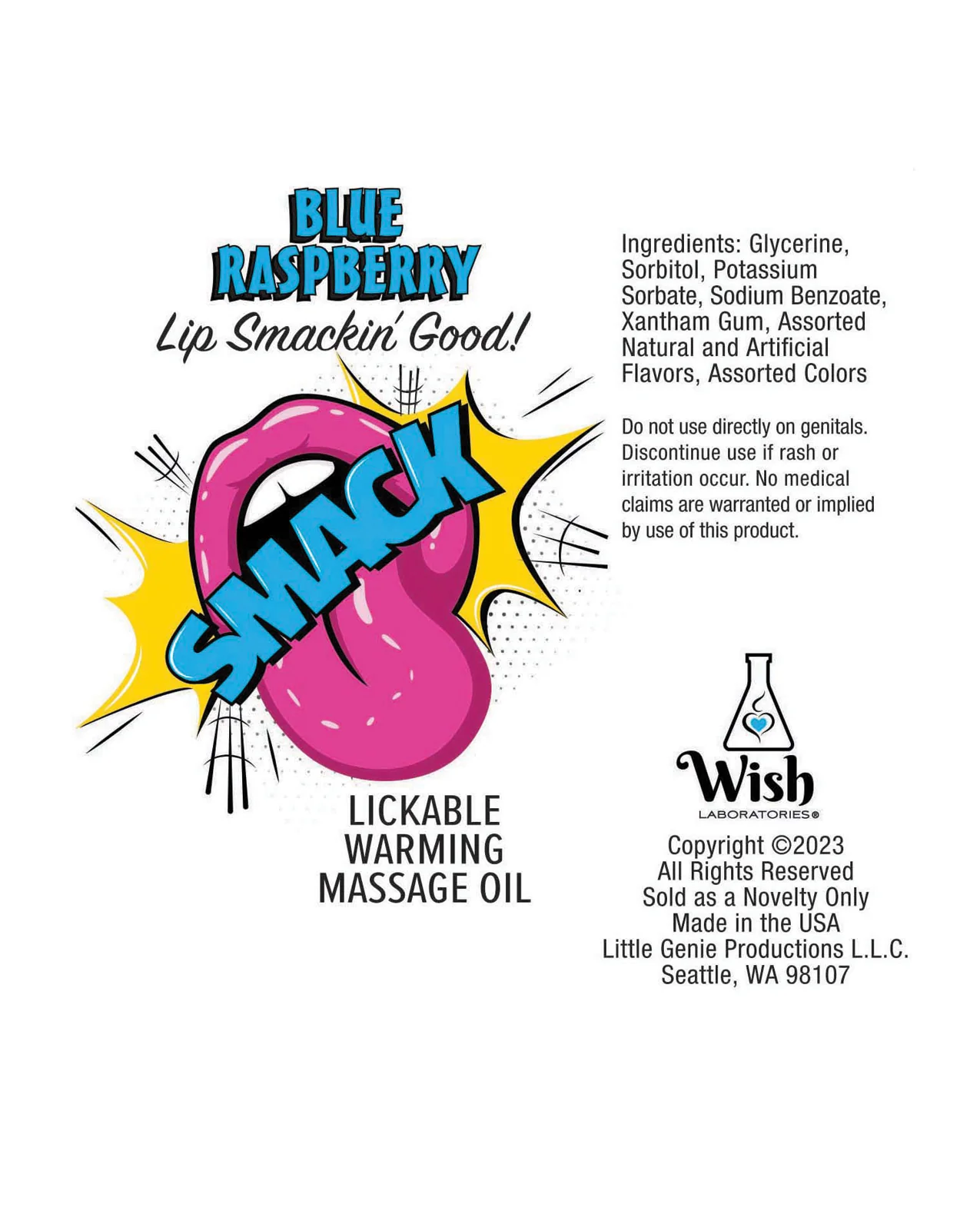 Smack Lickable Warming Massage Oil - Blue Raspberry 3 ml pouch - Image 3