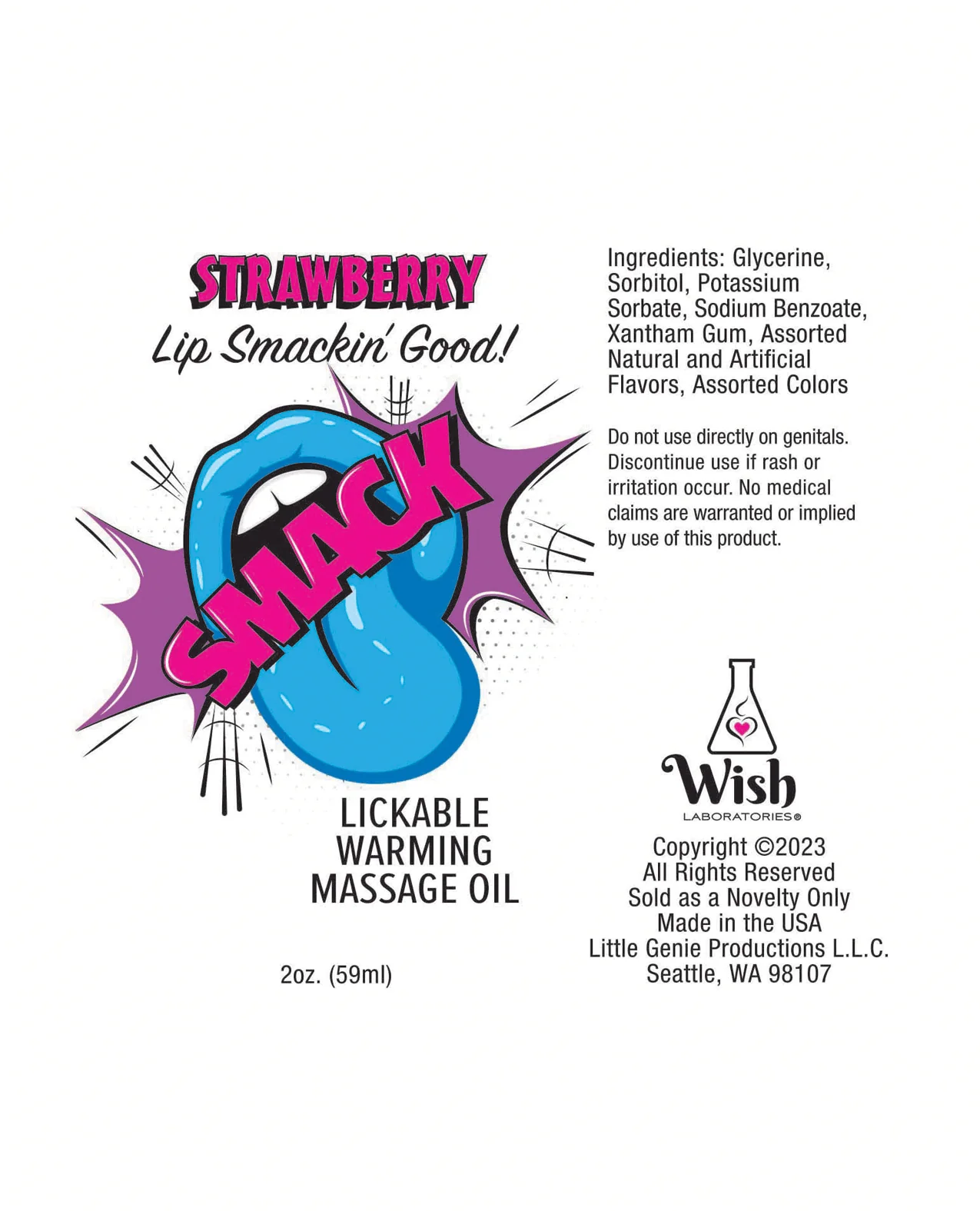 Smack Lickable Warming Massage Oil - Strawberry 3 ml pouch - 36 pc Display - Image 4