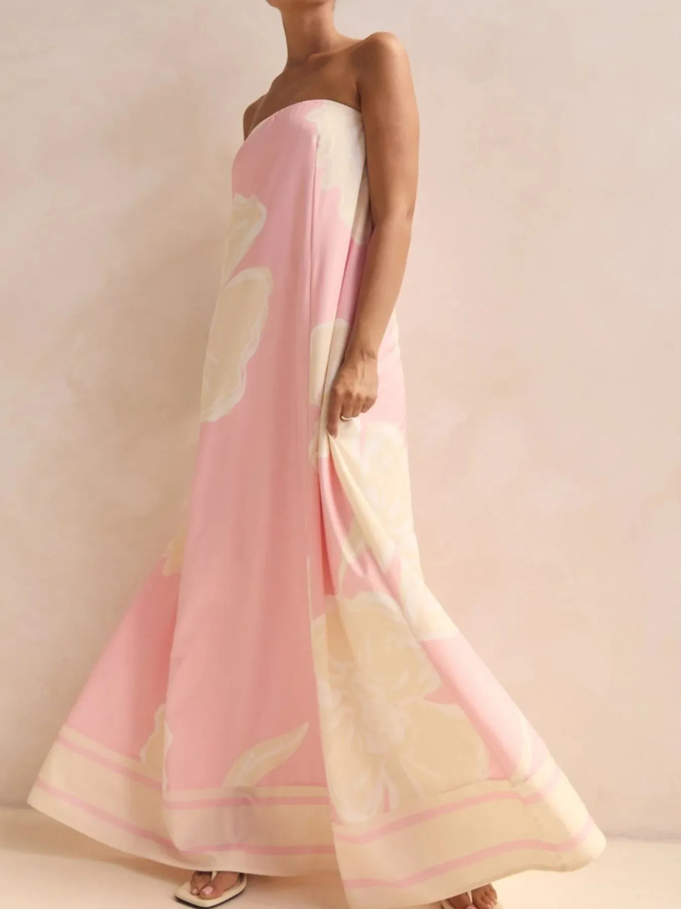 Smocked Printed Tube Maxi Dress - Image 20