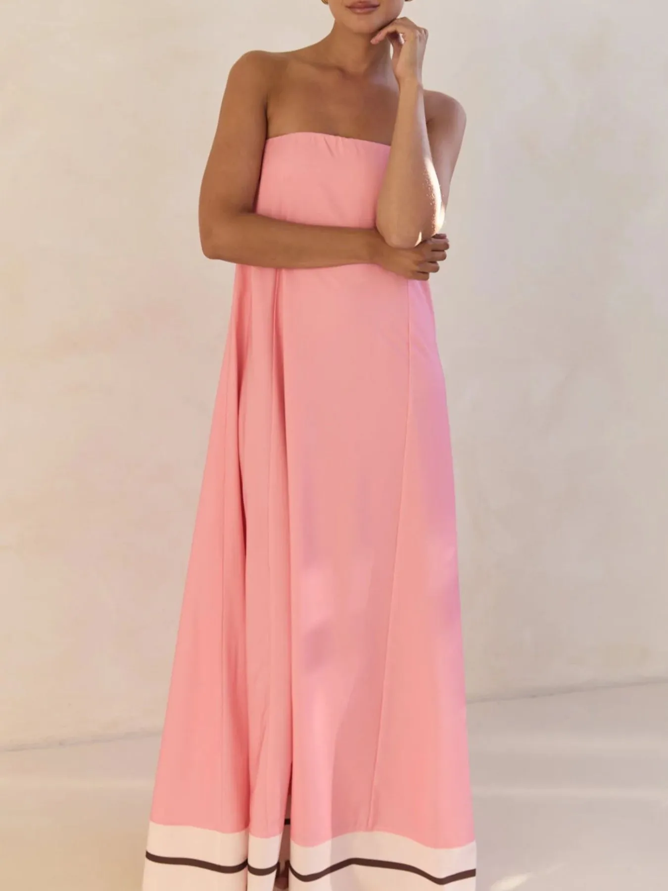 Smocked Printed Tube Maxi Dress - Image 28
