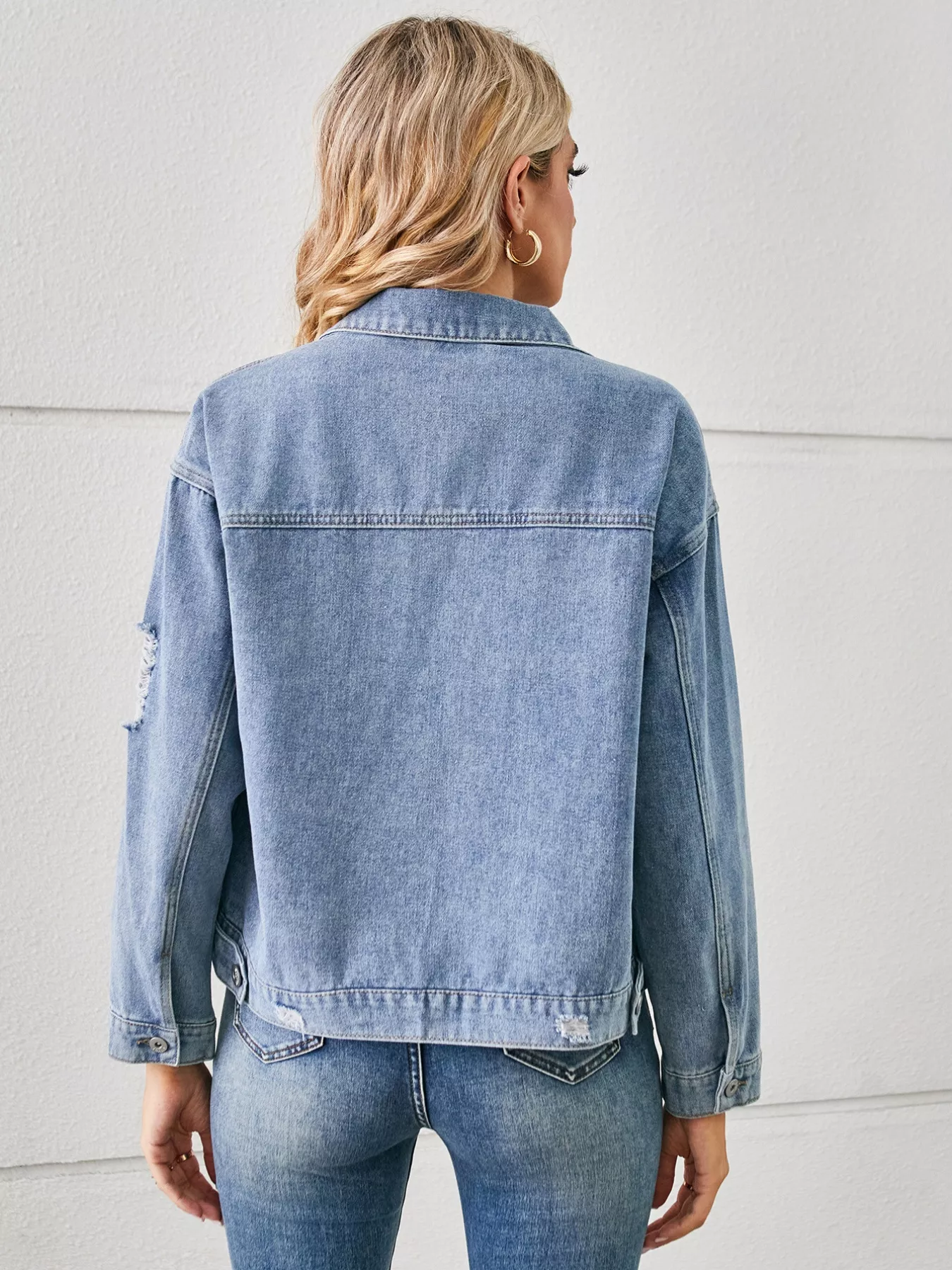 Snake Print Button Up Denim Jacket - Image 2