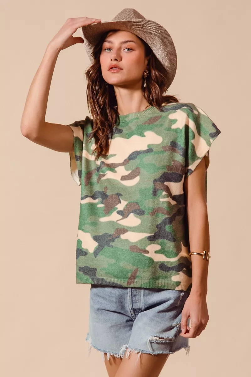 SO ME Camouflage Print Dolman Soft Sweater Top - Image 8