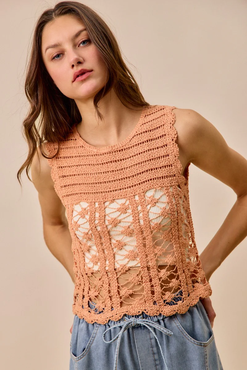 SO ME Crochet Knitted Lace Sweater Tank Top - Image 5