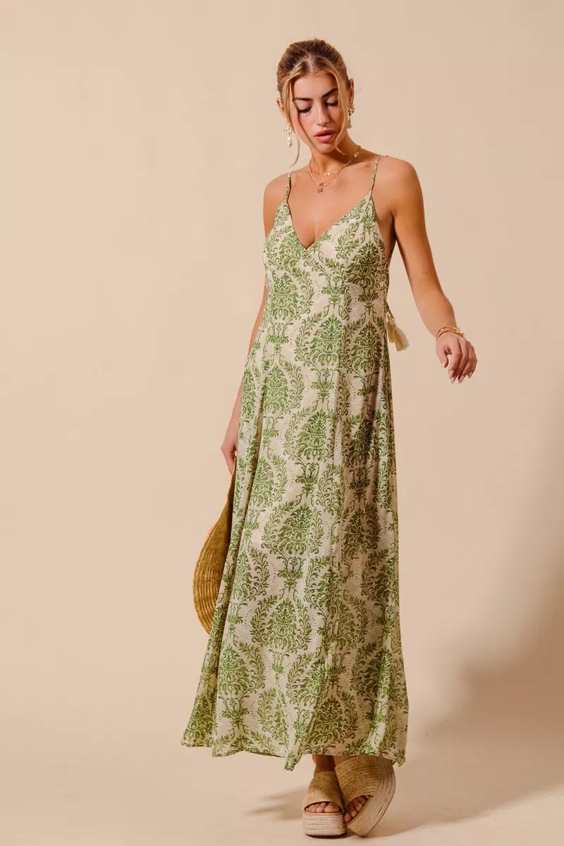 SO ME Damask Floral Summer Maxi Flowy Dress With Open Back - Image 8