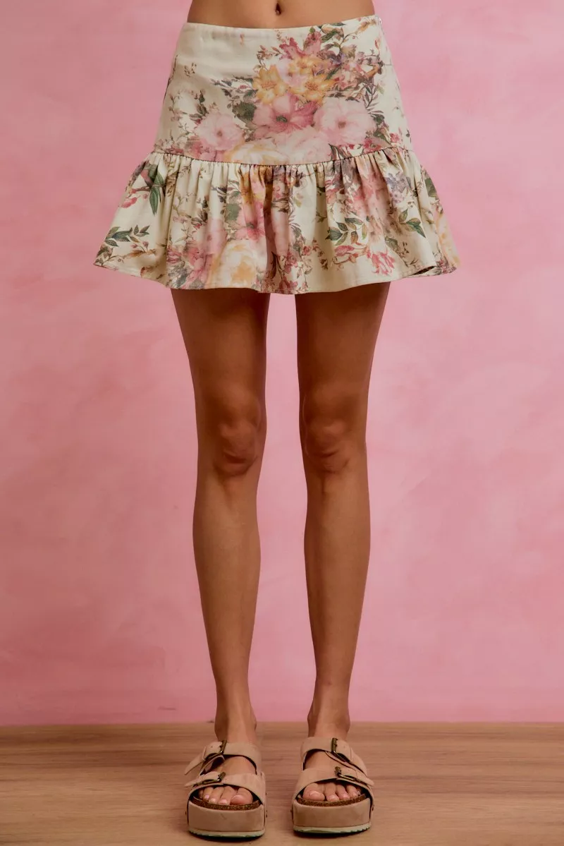 SO ME Floral Print Fit and Flare Mini Skirt - Image 4