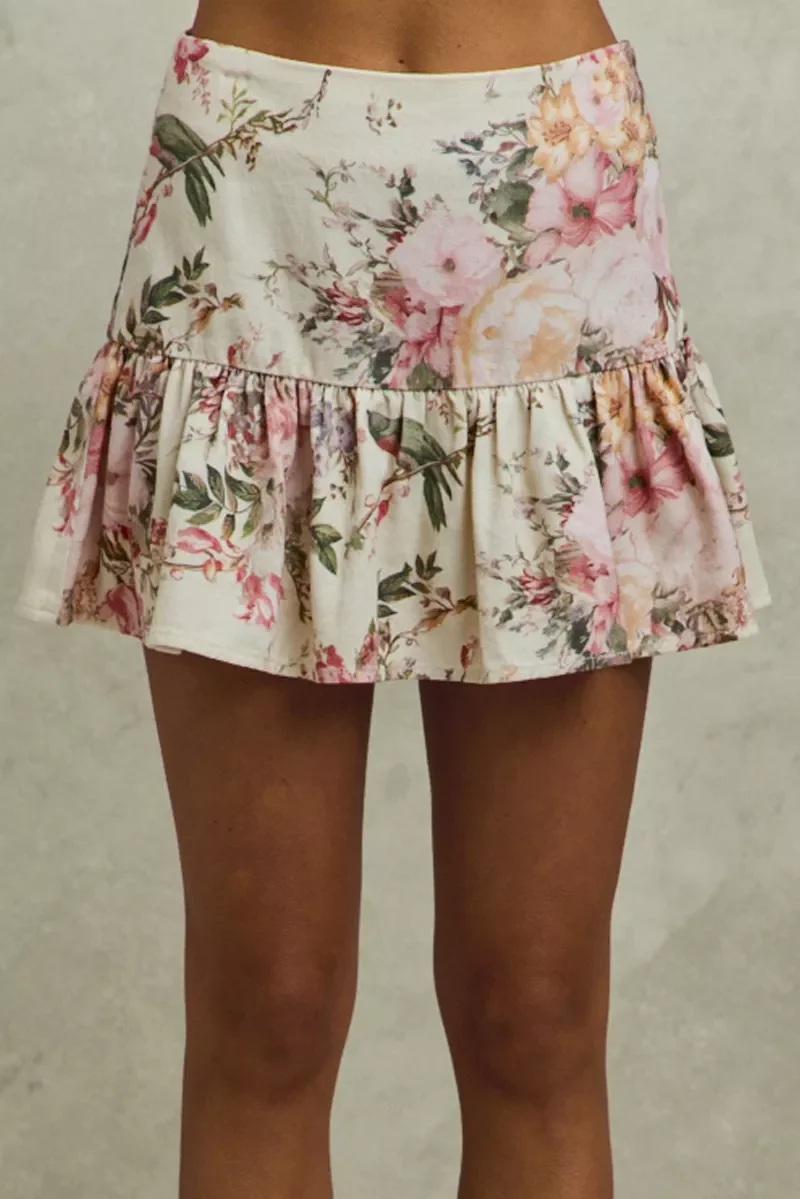 SO ME Floral Print Fit and Flare Mini Skirt - Image 5
