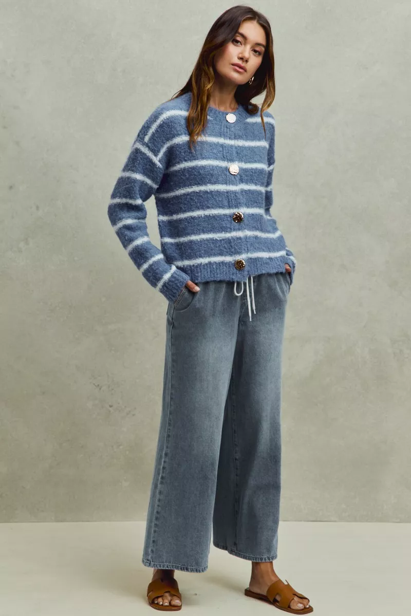 SO ME Mid Rise Elastic Waist Flare Denim Jeans - Image 7
