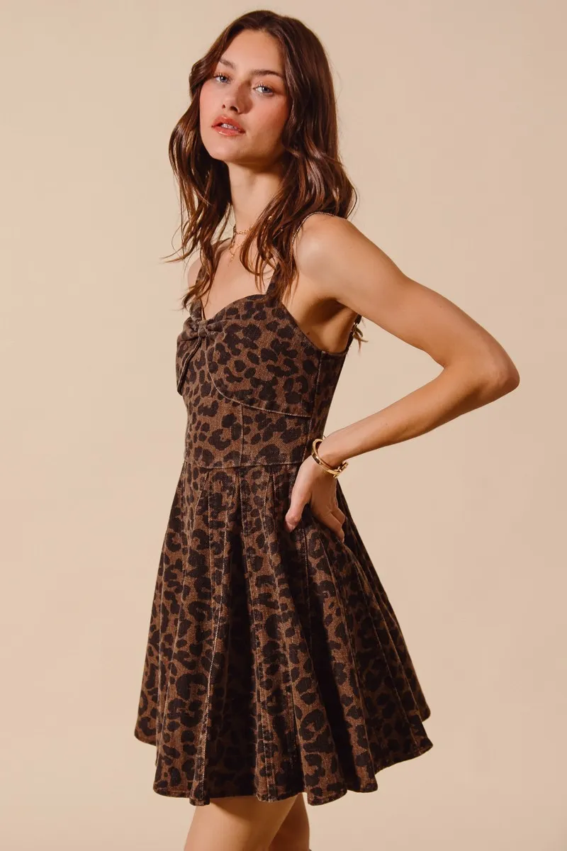 SO ME Mineral Washed Leopard Flare Cami Dress - Image 8
