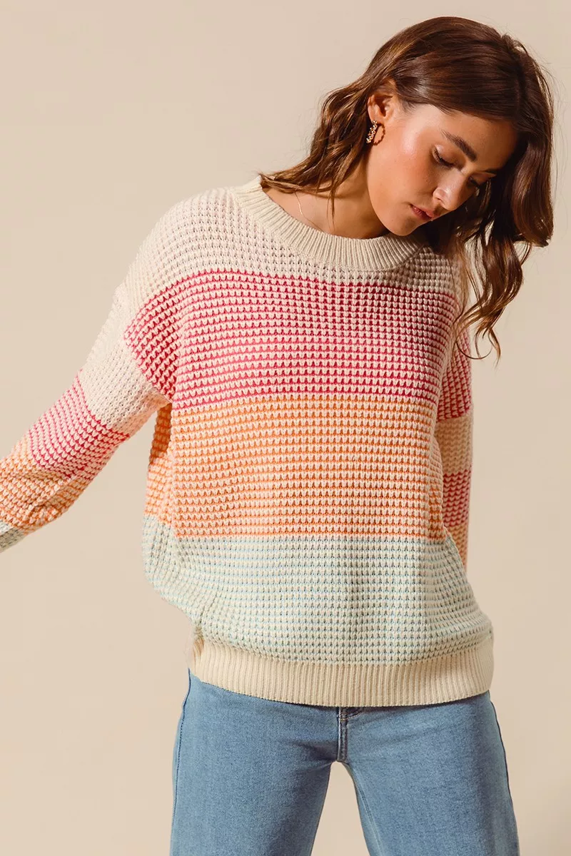 SO ME Multi Color Block Long Sleeve Sweater - Image 8