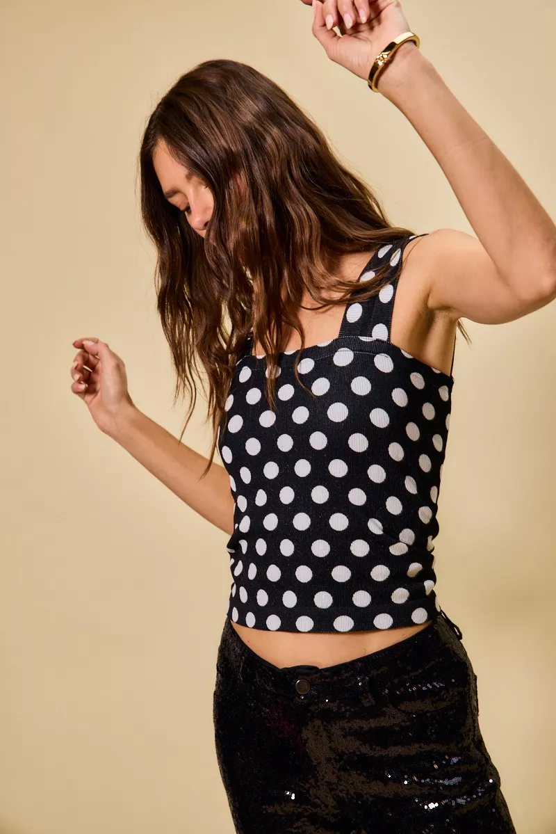 SO ME Polka Dot Knit Crop Seamless Casual Tank - Image 9