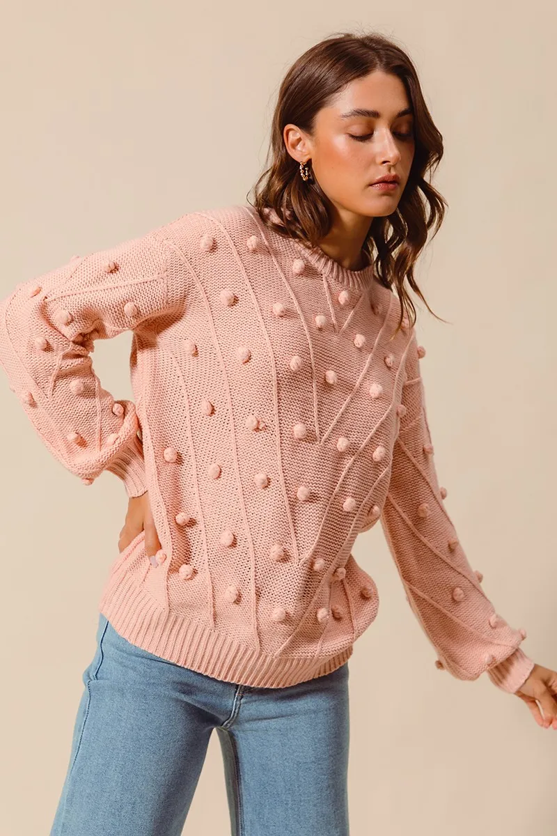 SO ME Pom Pom Textured Knit Sweater Top - Image 10