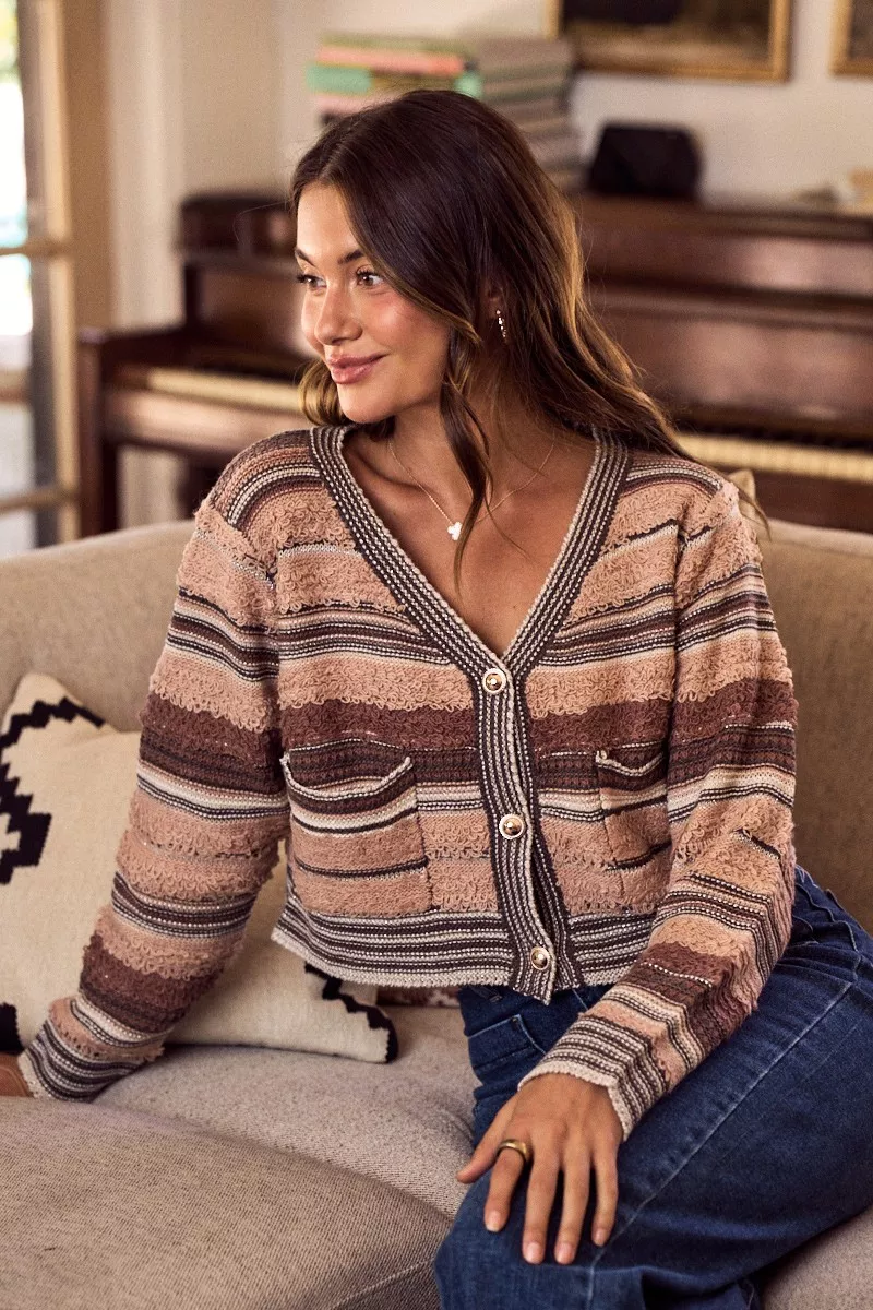 SO ME Textured Variegated Multi Color Cardigan - Image 10