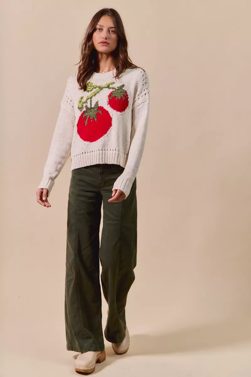 SO ME Vegetable Round Neck Long Sleeve Sweater - Image 9