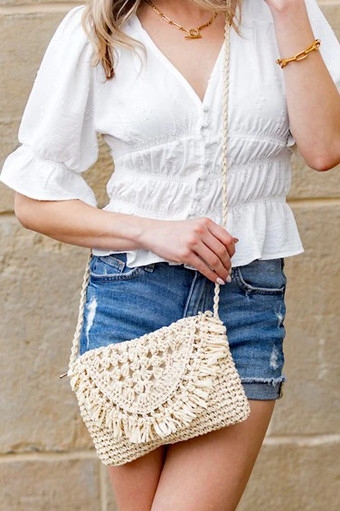 Sofia Foldover Straw Crossbody Bag - Image 5