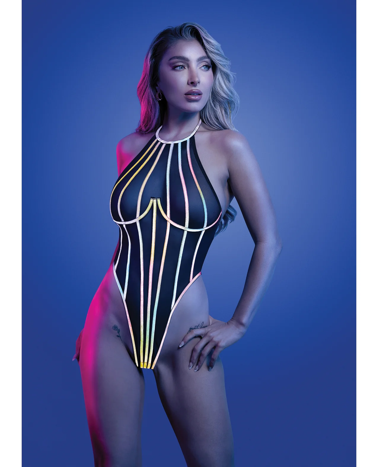 Solar Flare Flash Reflective Binding Halter Tie Teddy - Black M/L