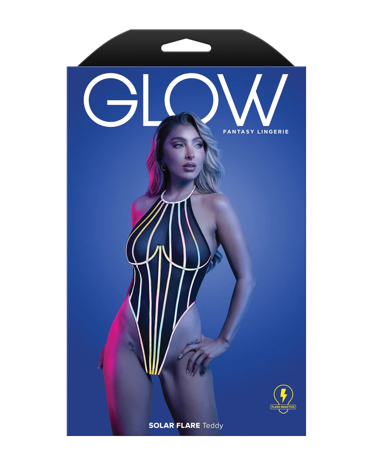Solar Flare Flash Reflective Binding Halter Tie Teddy - Black S/M - Image 3