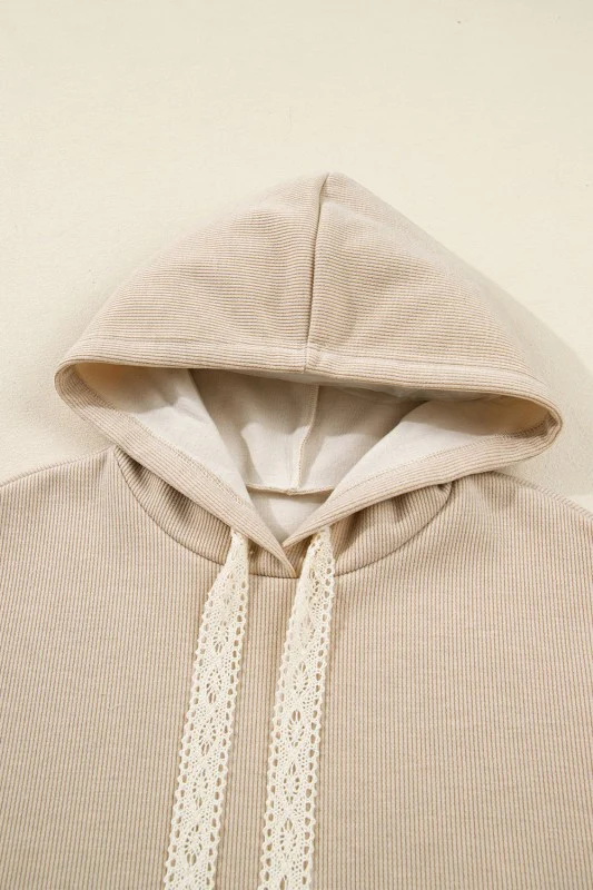 Solid Corduroy Lace Hoodie and Pants Set - Image 16