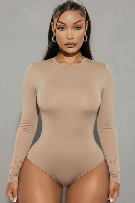 Solid Long Sleeve Round Neck Bodysuit