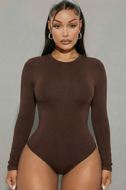 Solid Long Sleeve Round Neck Bodysuit - Image 10