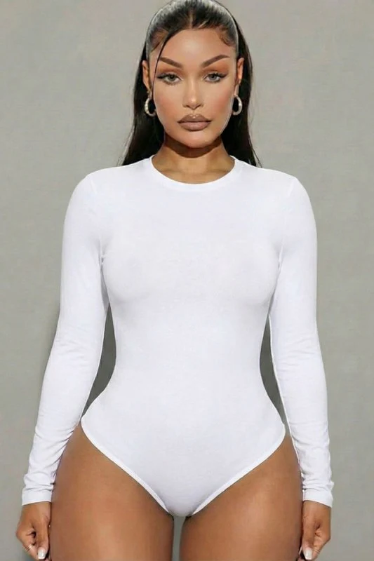 Solid Long Sleeve Round Neck Bodysuit - Image 4