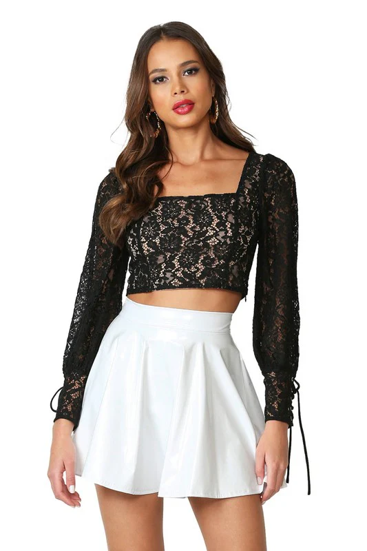 Solid mini a-line Skirt with a back Gold-zipper - Image 4