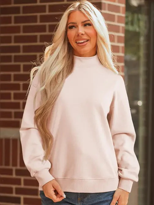 Solid Oversize Mock Neck Sweatshirt