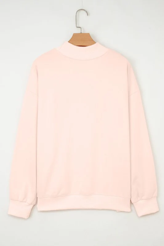 Solid Oversize Mock Neck Sweatshirt - Image 3