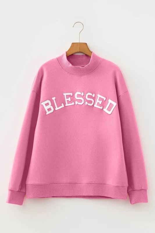 Solid Oversize Mock Neck Sweatshirt - Image 6