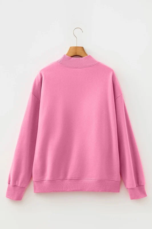 Solid Oversize Mock Neck Sweatshirt - Image 7