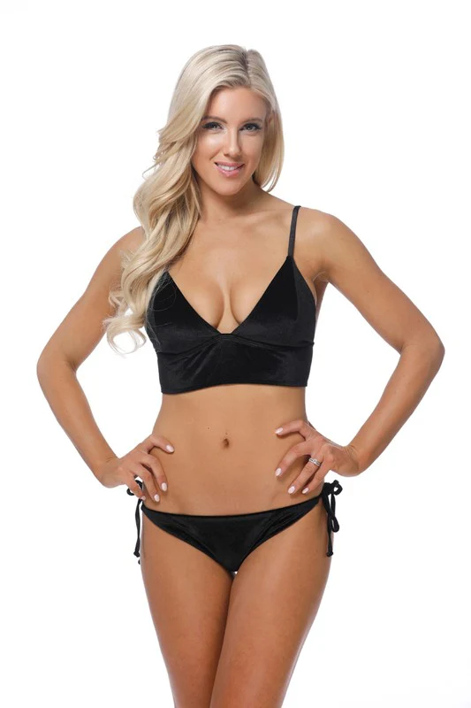 SOLID VELVET HALTER BIKINI SET - Image 4