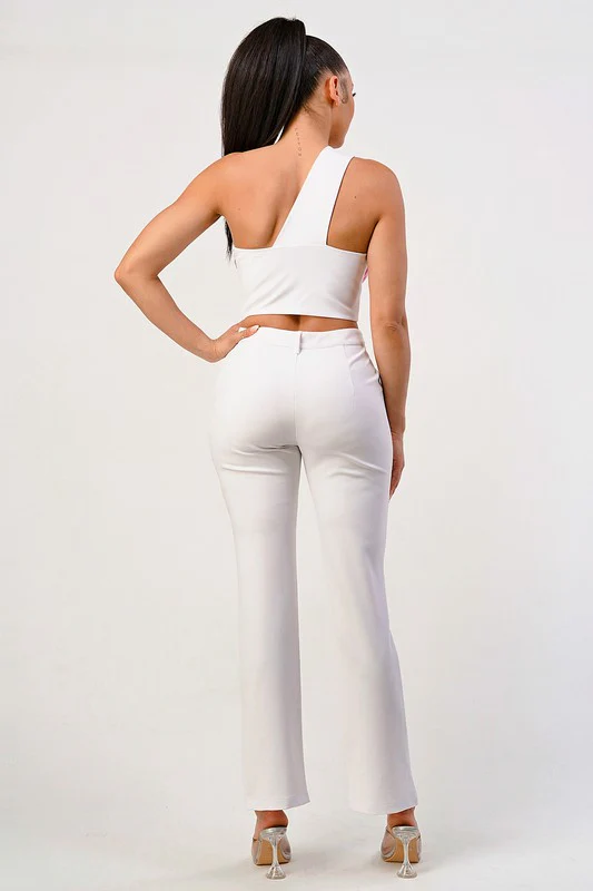 Sophisticate's Pink Accent Halterneck Ensemble - Image 7