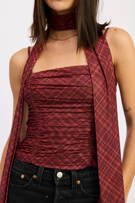 SPAGHETTI STRAP TOP WITH SCARF AND BACK ZIPPER - Image 2