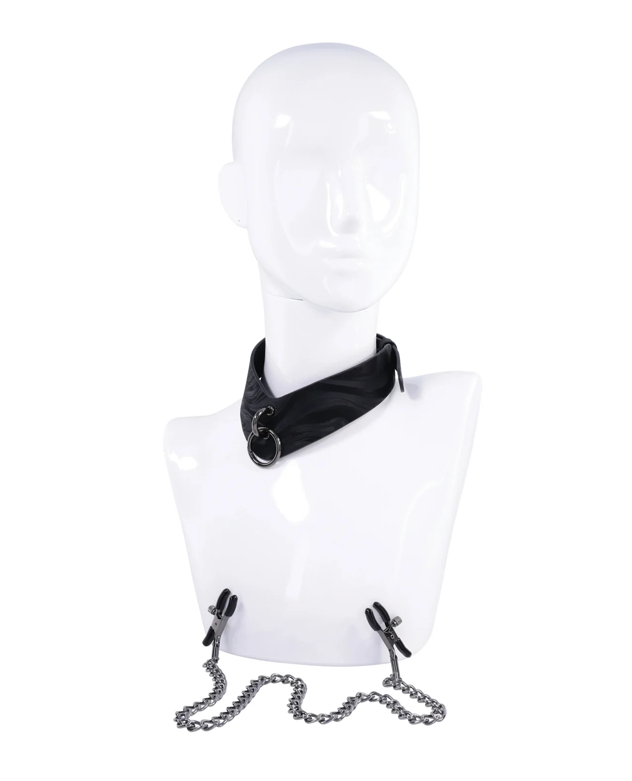 Sportsheets Velvet Noir Collar & Removable Clamps - Black - Image 5