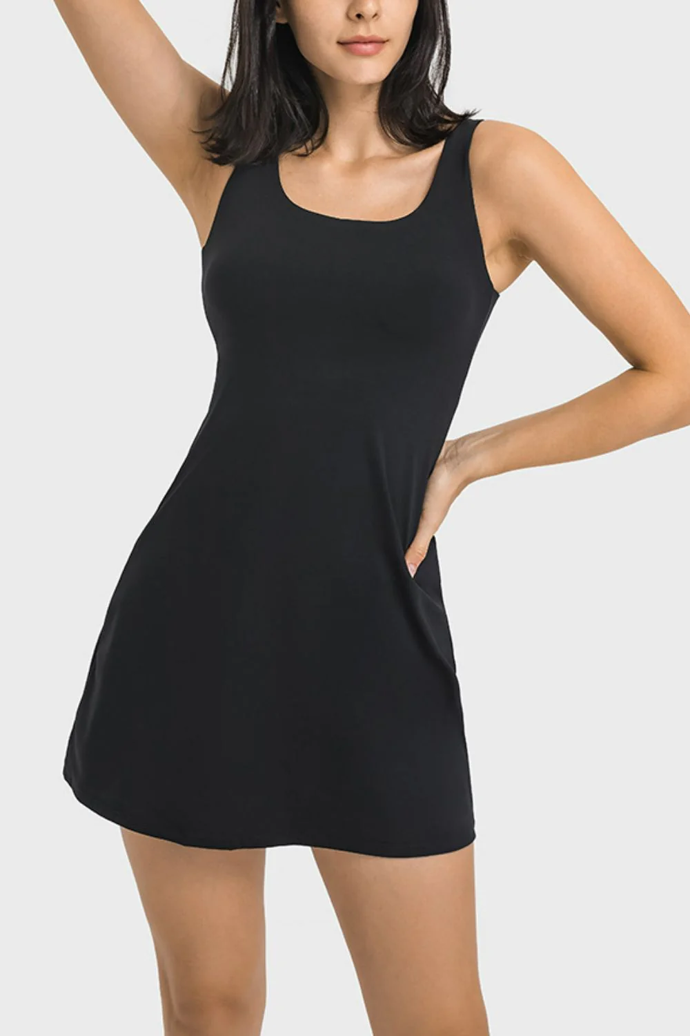 Square Neck Sports Tank Dress with Full Coverage Bottoms - Image 9