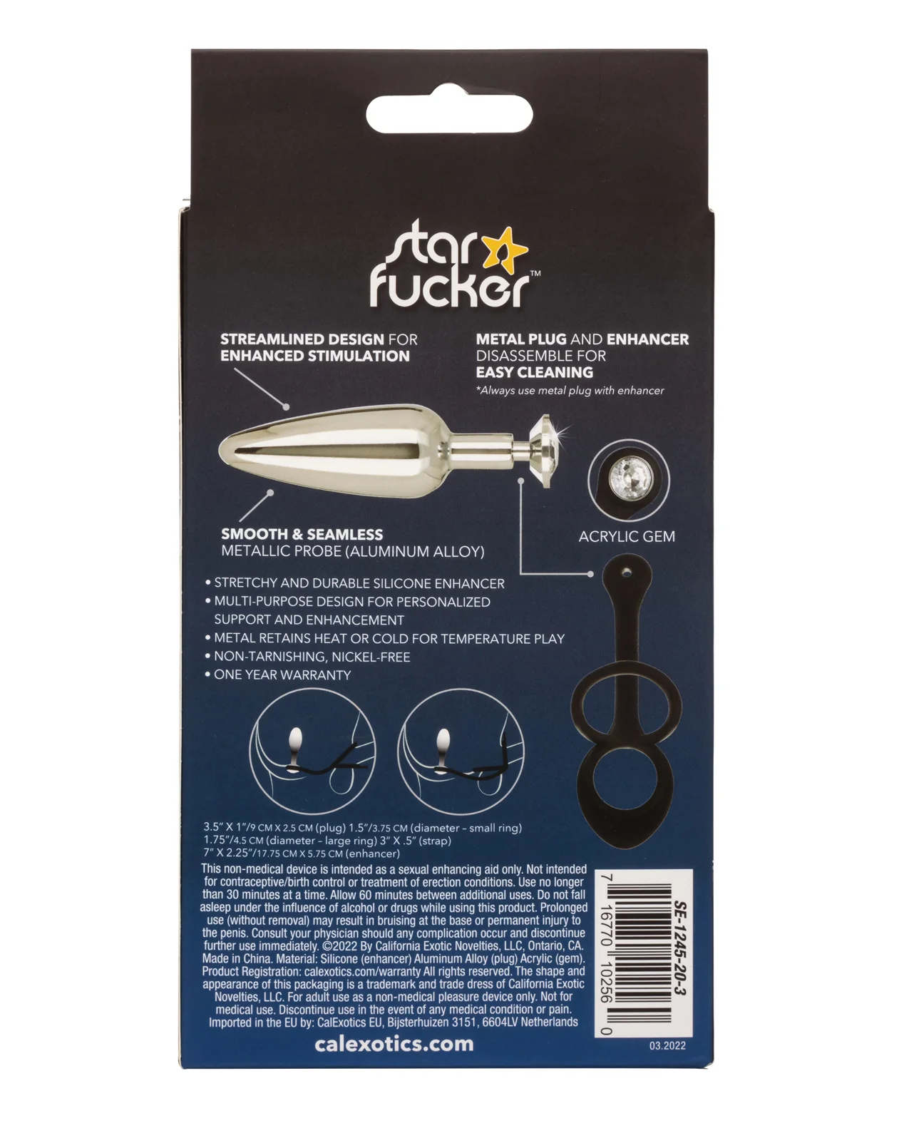 Star Fucker Slim Gem Plug w/Silicone Enhancer - Black - Image 2