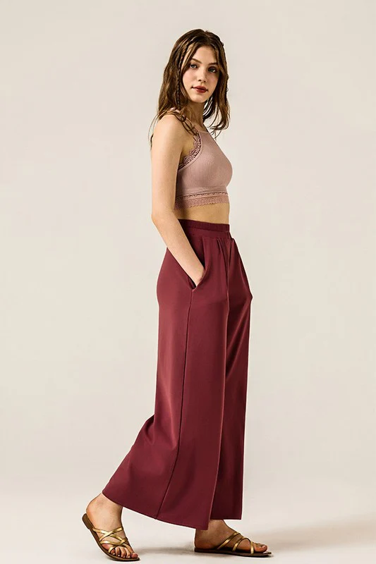 Stretch Yoga Knit Wide Leg Palazzo Pants - Image 2
