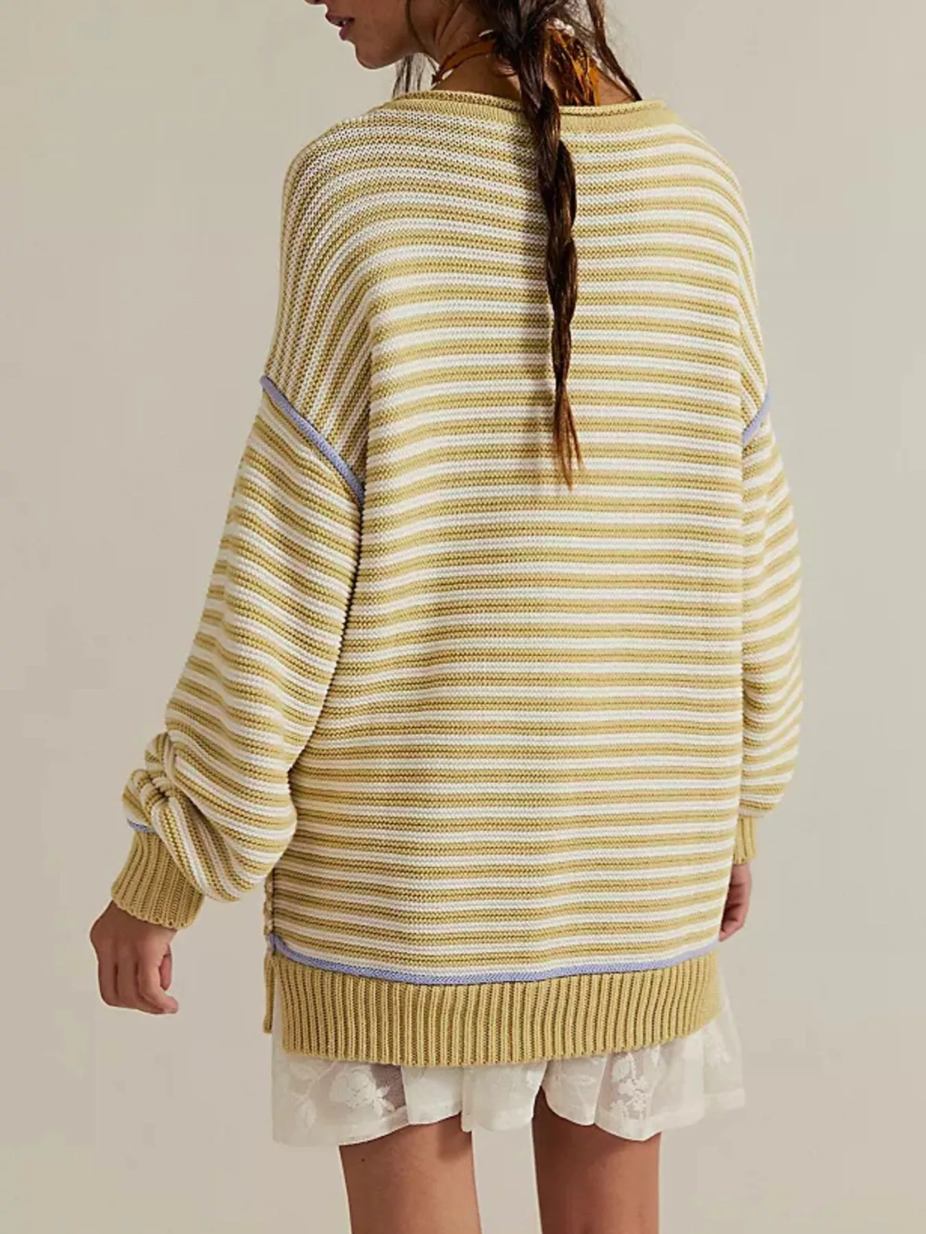 Striped Knit Round Neck Sweater - Image 7
