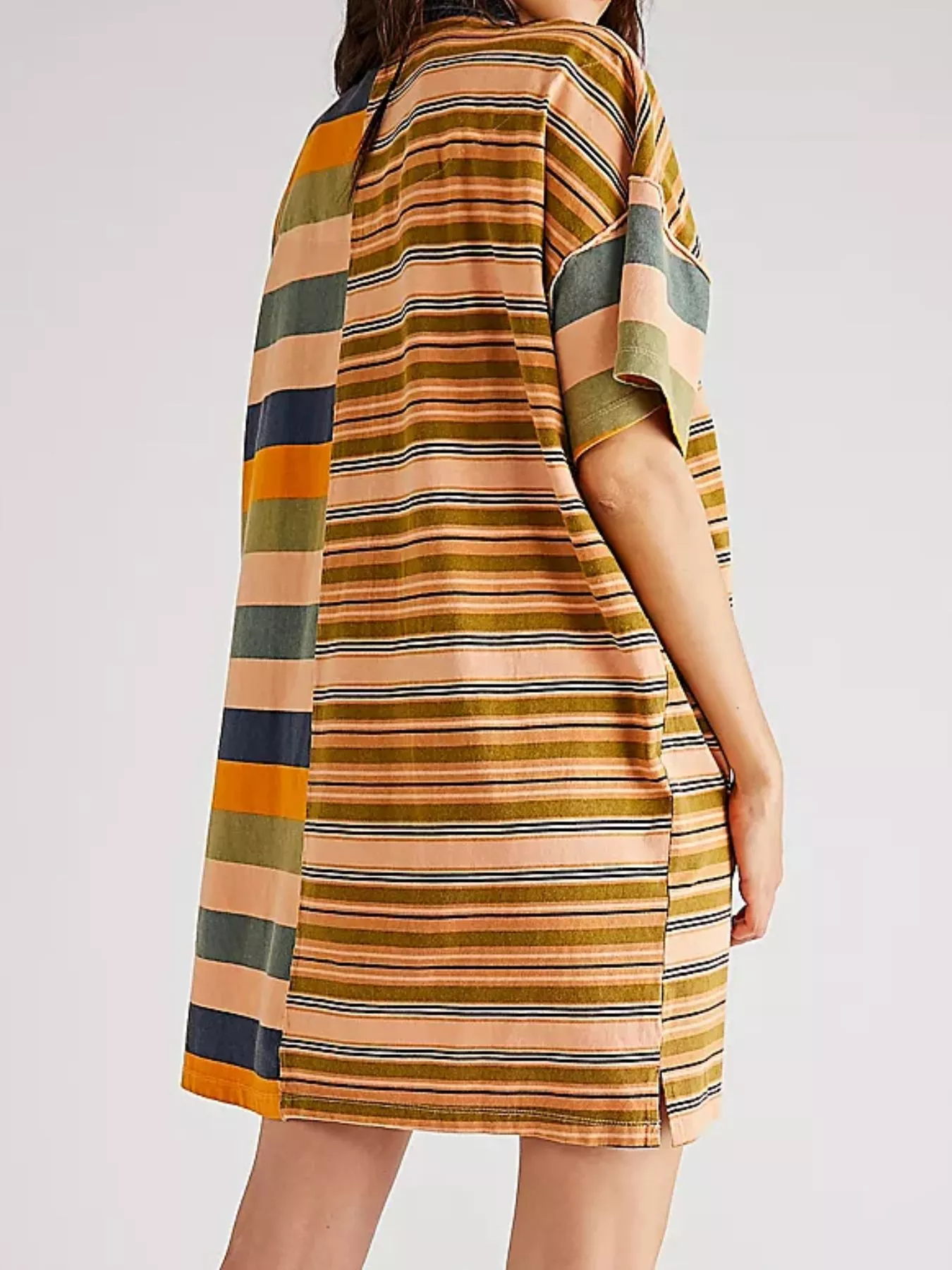 Striped Oversized Half Button Shirt Dress - Image 11