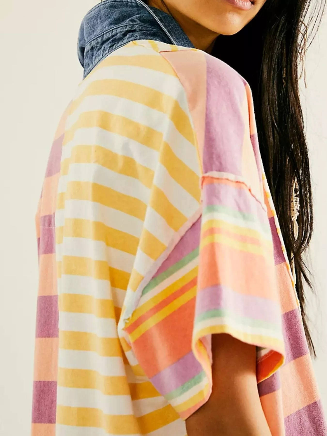 Striped Oversized Half Button Shirt Dress - Image 27