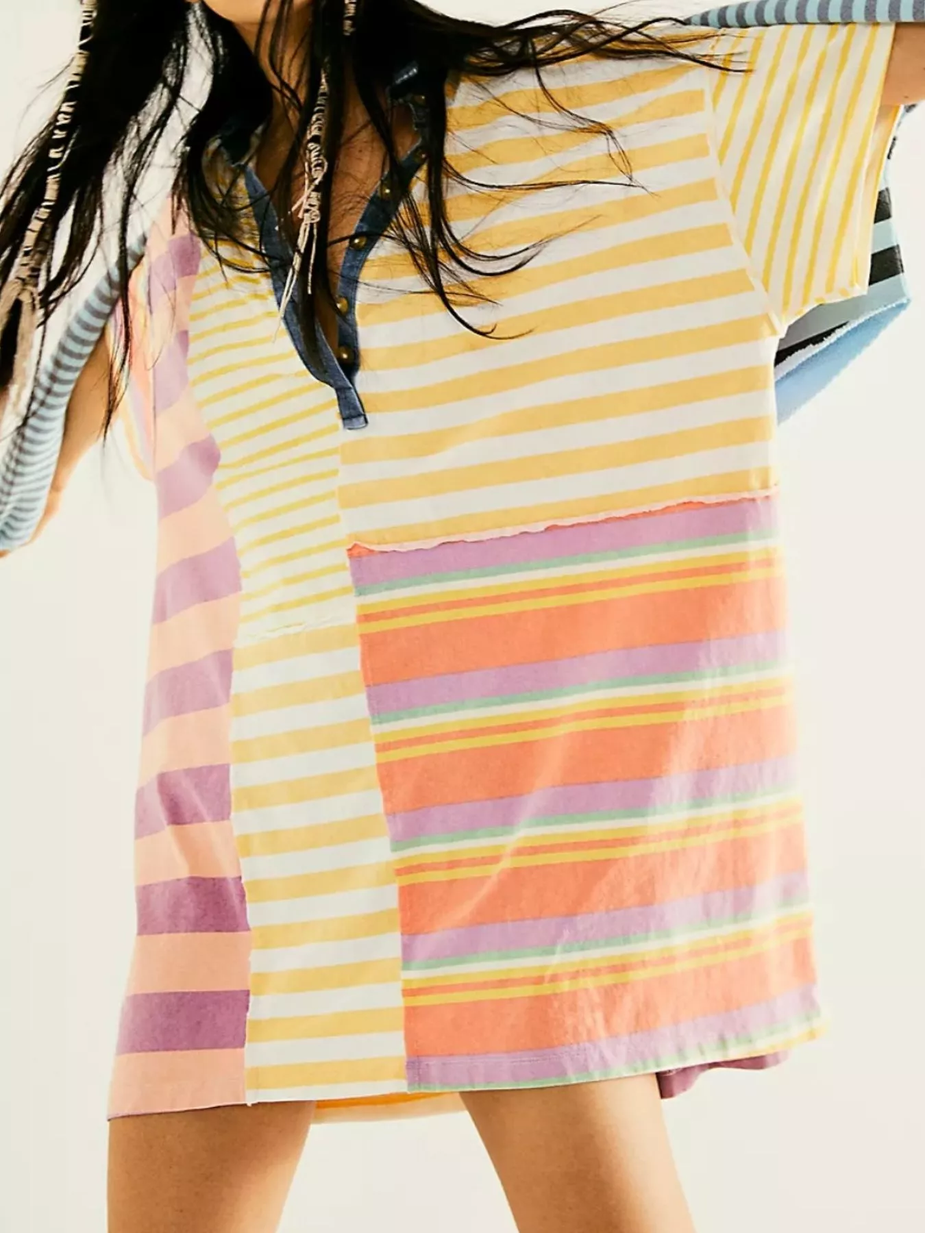 Striped Oversized Half Button Shirt Dress - Image 28