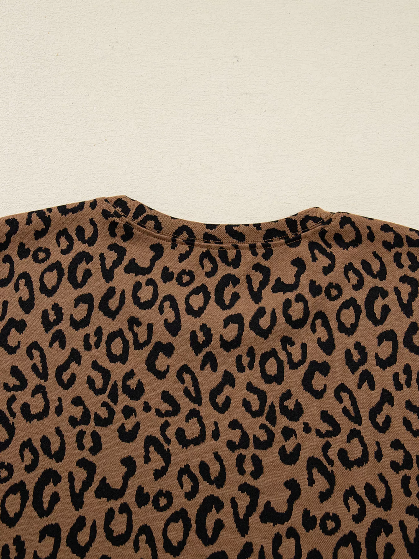Striped Trim Leopard Long Sleeve Top Drawstring Pant Set - Image 9