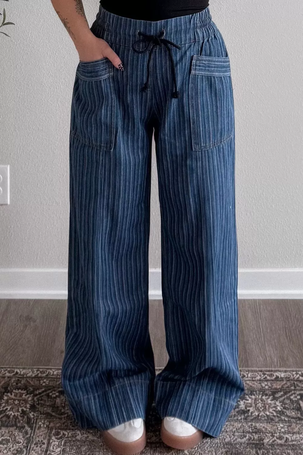 Striped Wide-Leg Jeans - Image 2