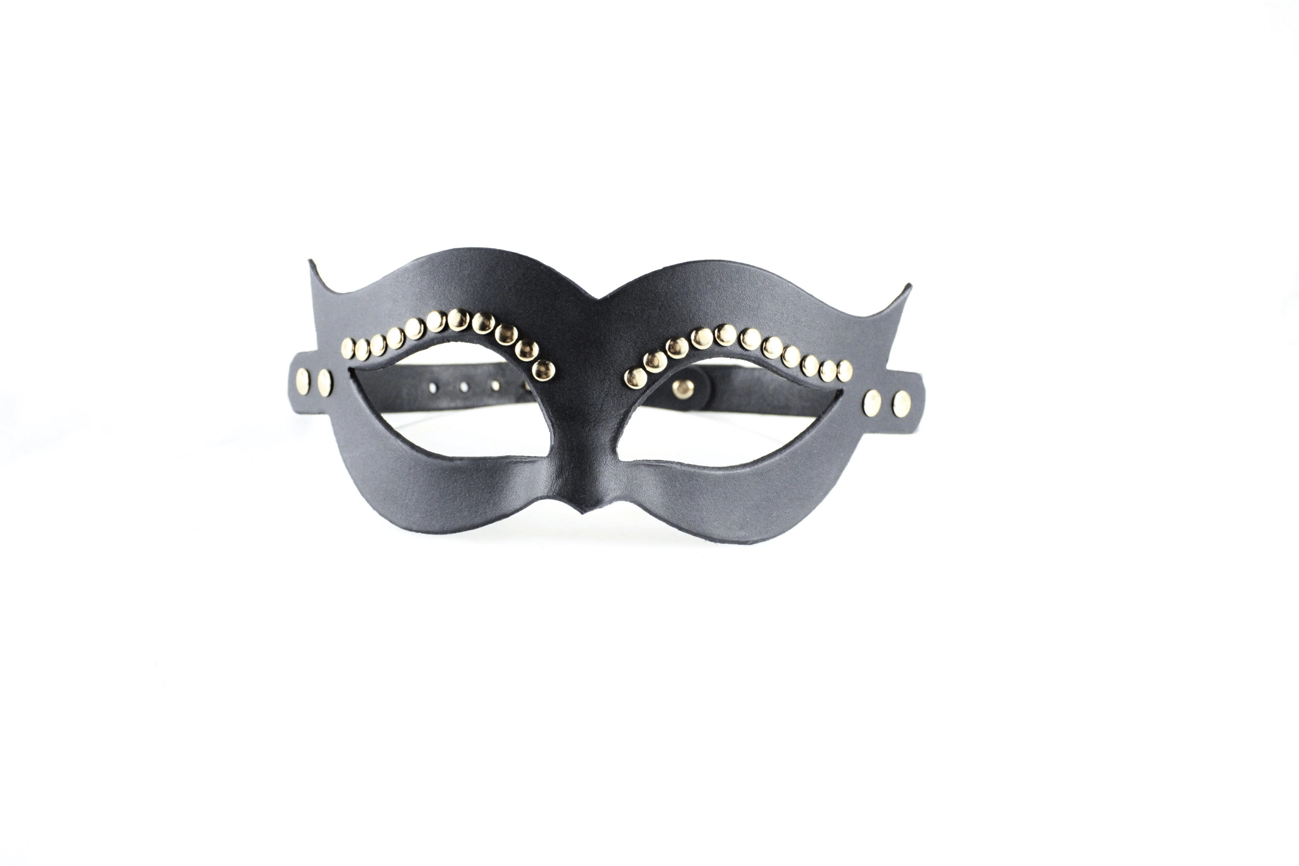 Studded BDSM Mask – Elegant Black Venetian Bondage Masquerade - Image 2