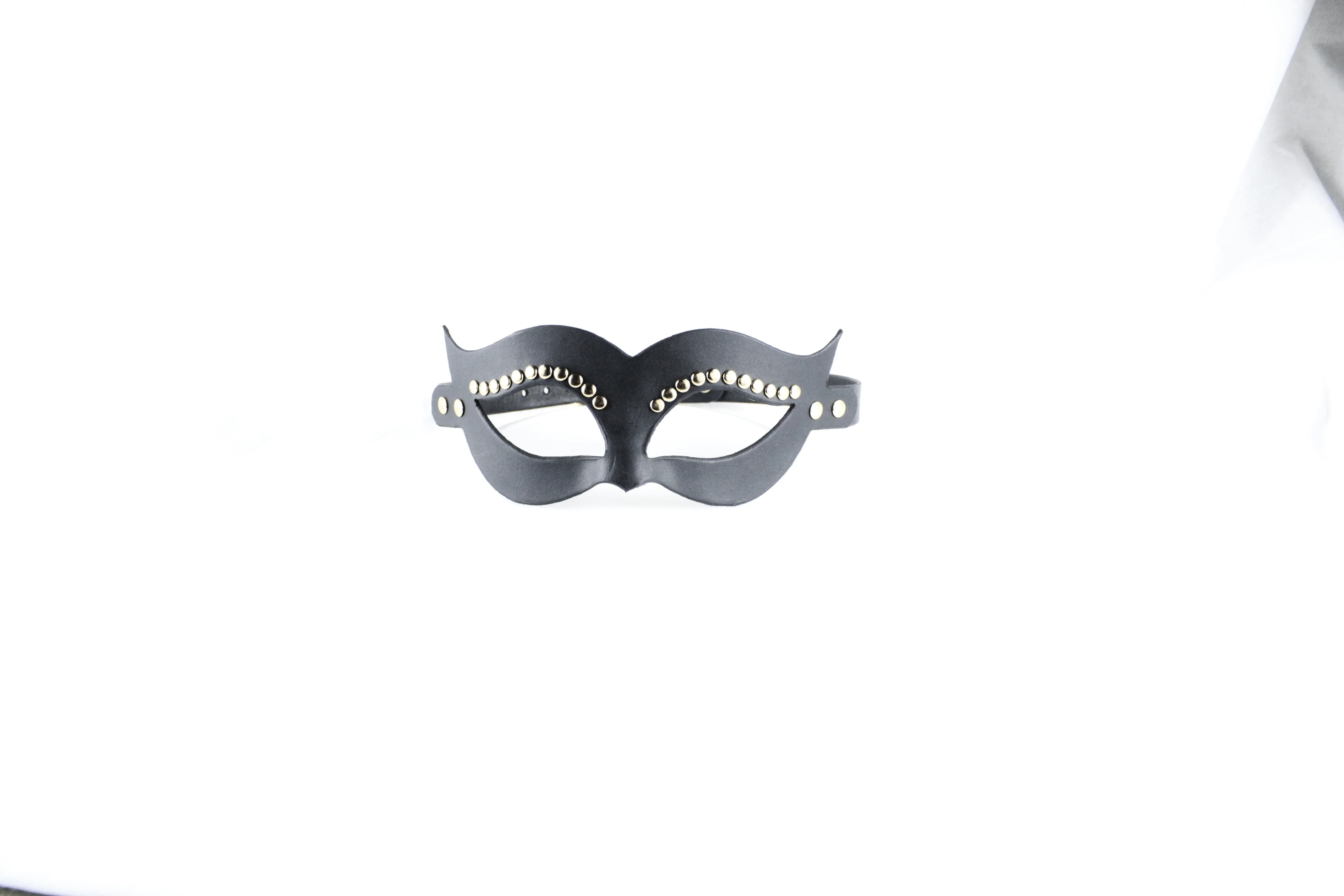 Studded BDSM Mask – Elegant Black Venetian Bondage Masquerade - Image 3