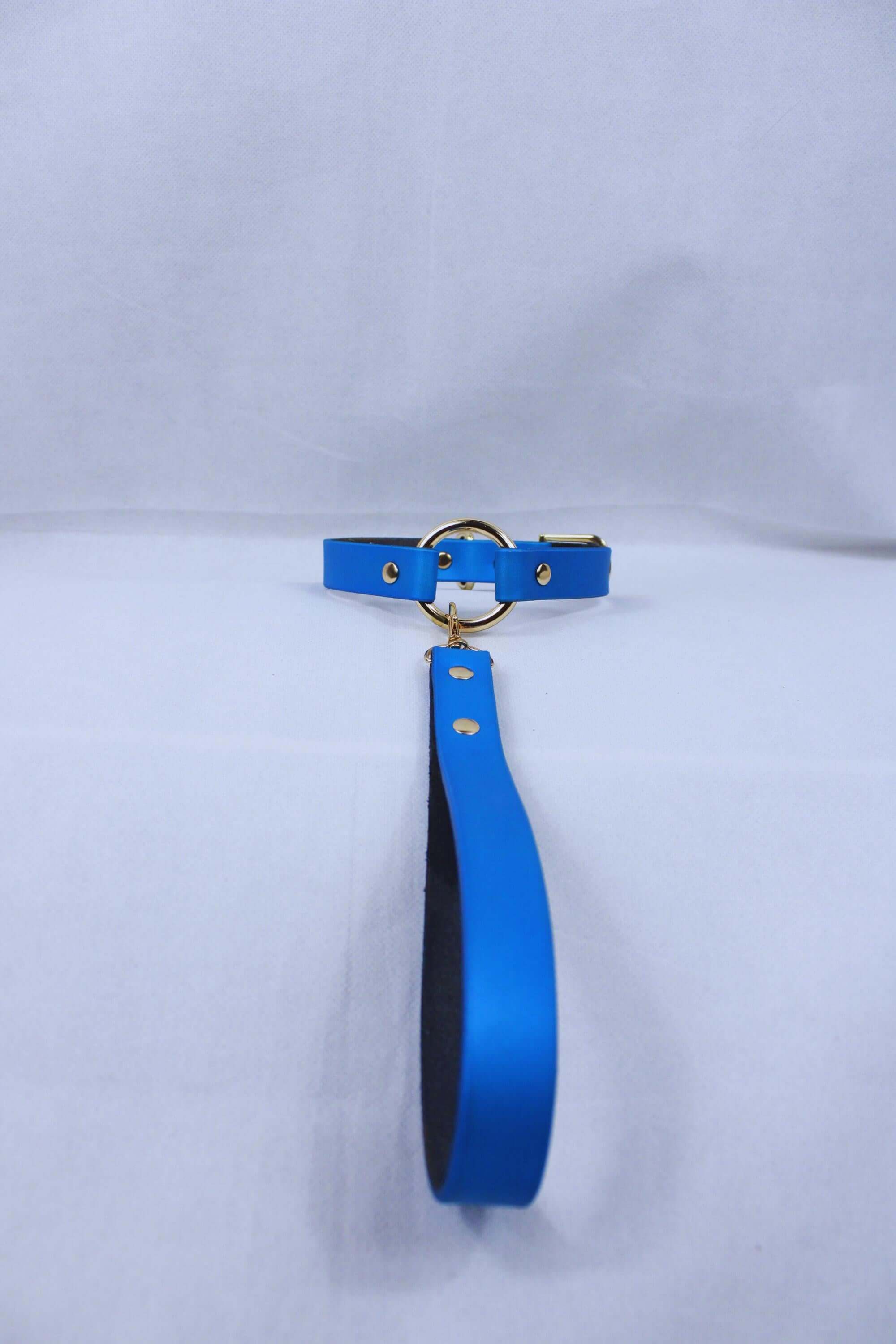 Submissive Collar Pearl Blue Leather BDSM Day Collar - Image 4