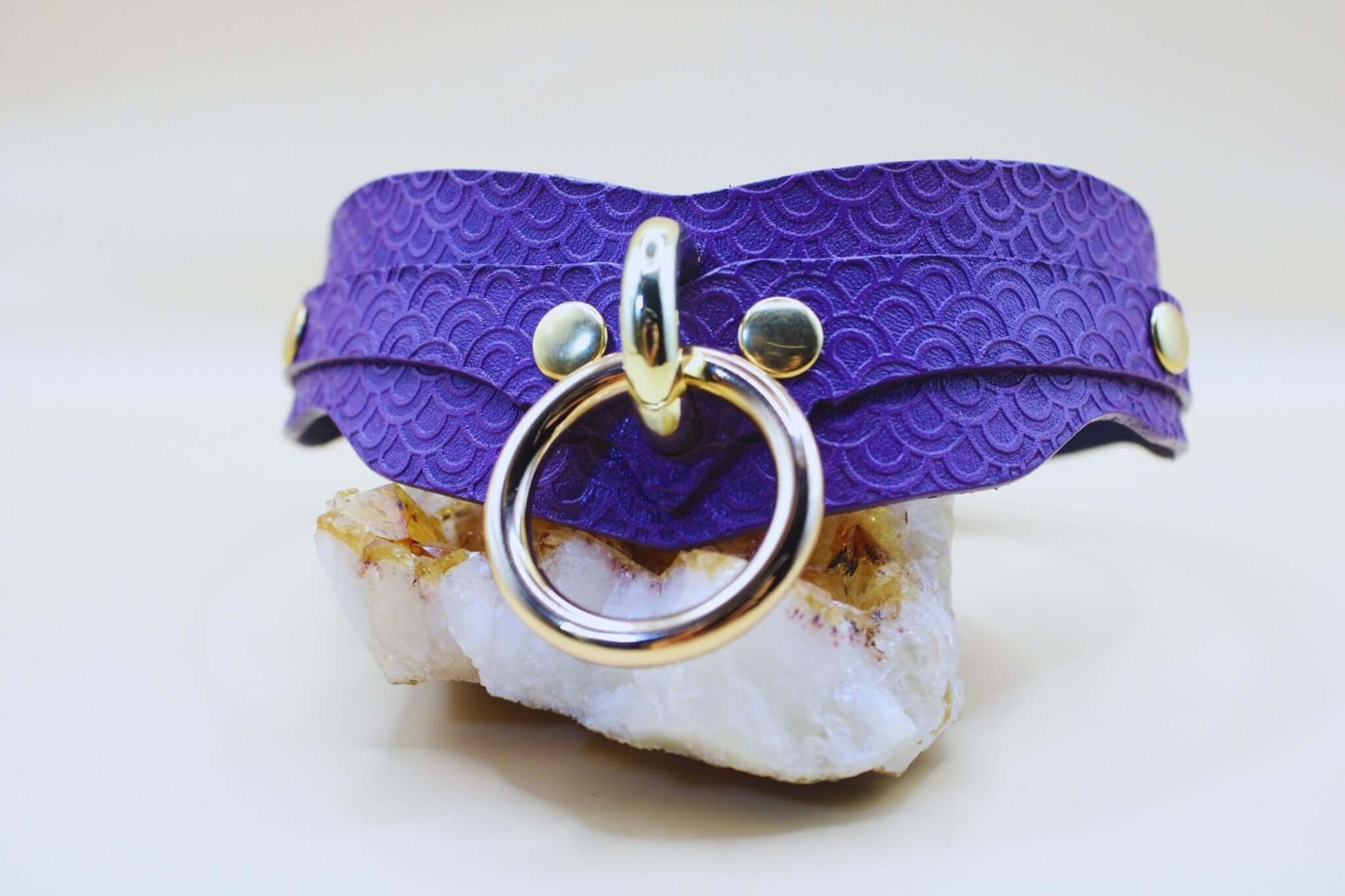 Submissive Collar Purple Petplay Collar with D-Ring - Image 2