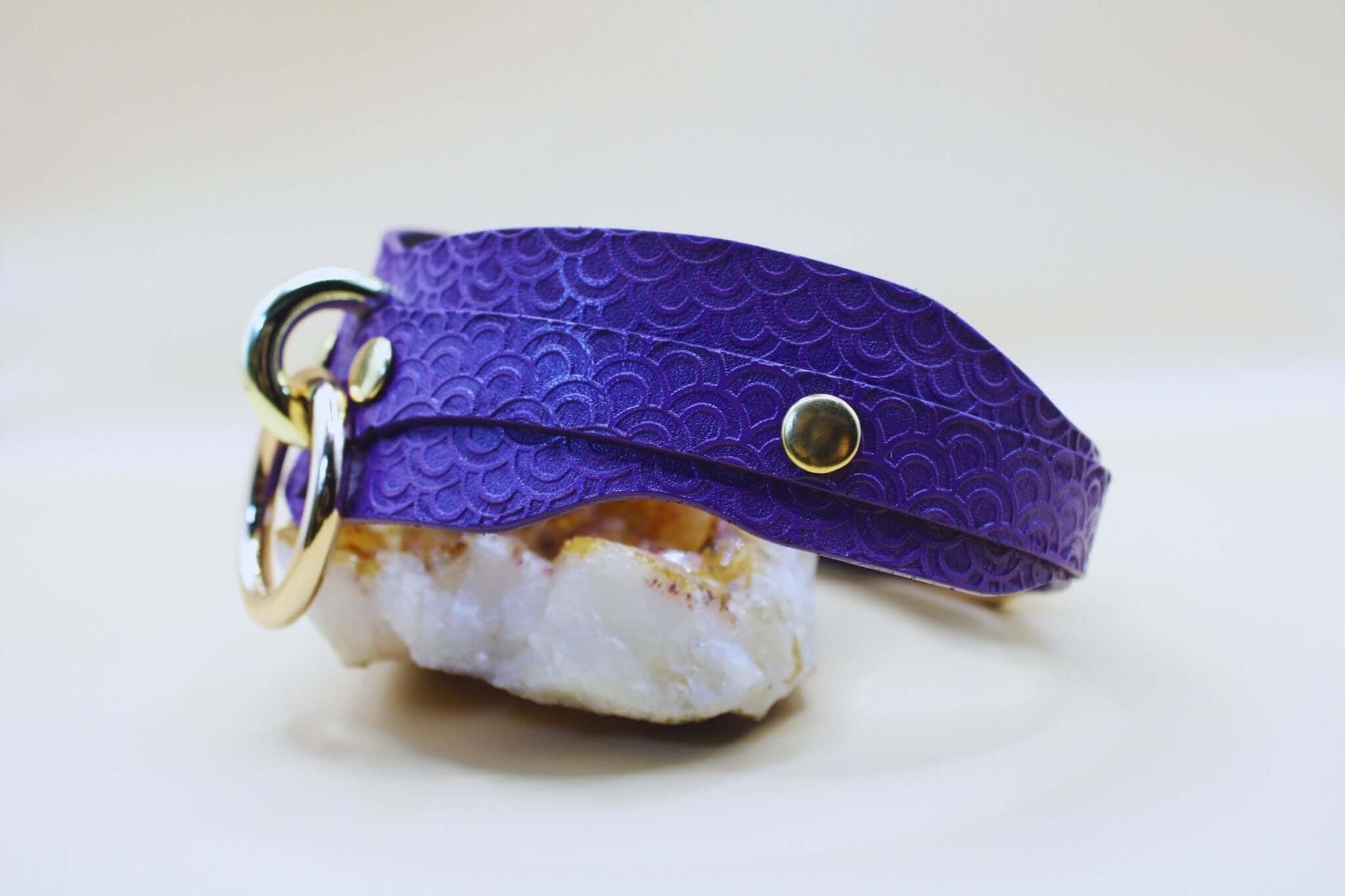 Submissive Collar Purple Petplay Collar with D-Ring - Image 4