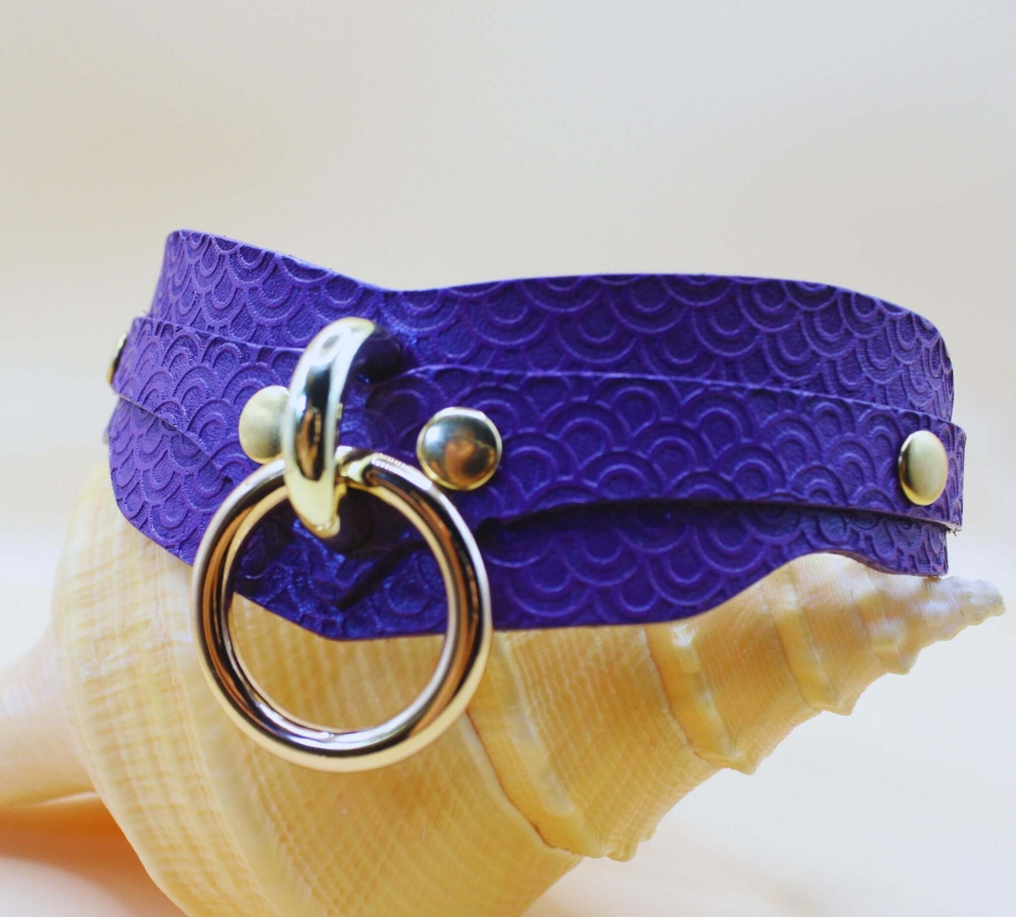 Submissive Collar Purple Petplay Collar with D-Ring - Image 5
