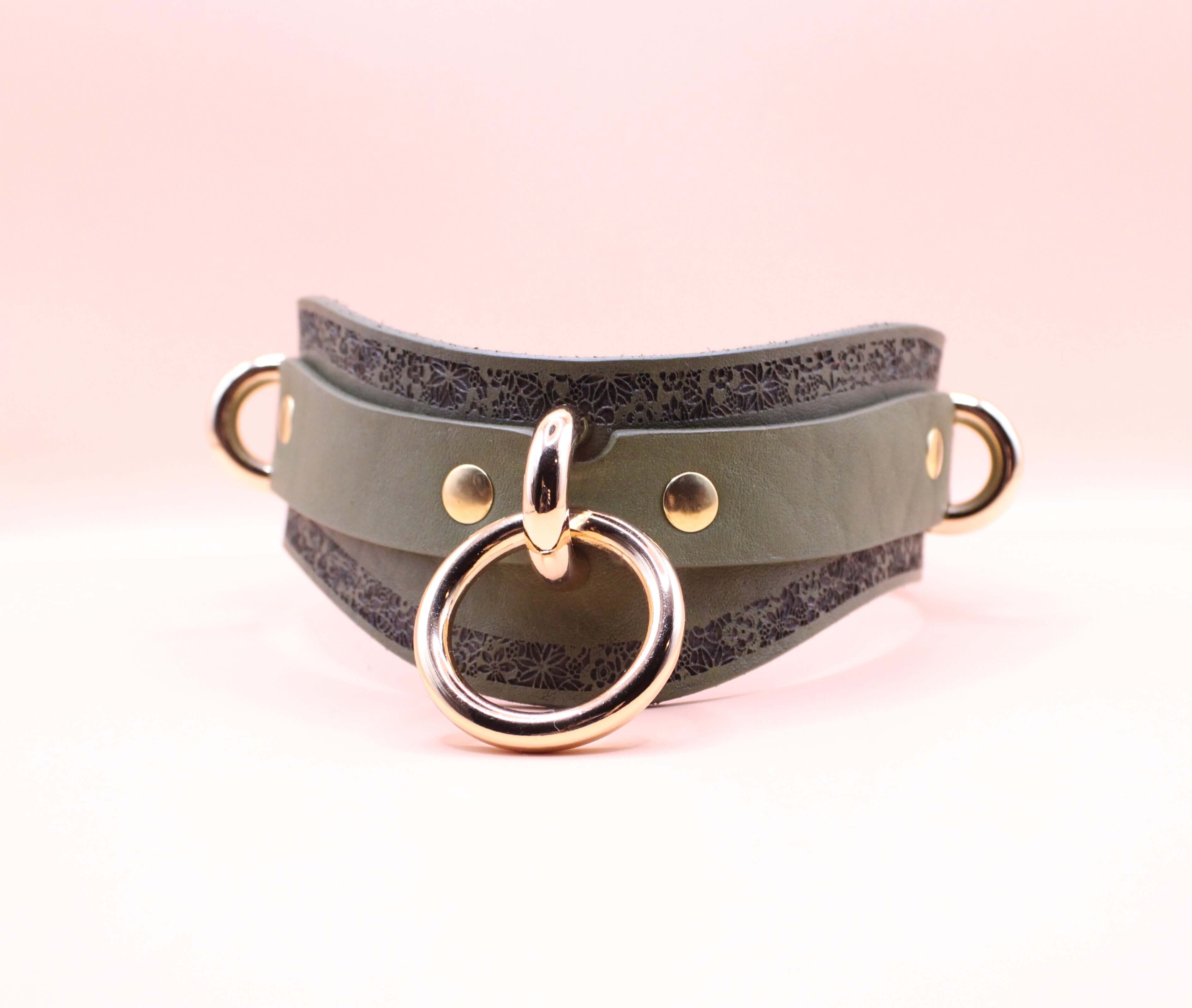 Submissive Necklace Avocado Green Leather Choker | Discreet Day Collar - Image 2